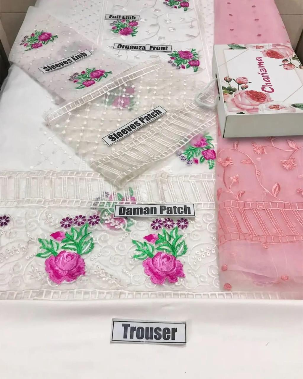 CHARIZMA, PREMIUM ORGANZA, 3PC HEAVY EMB SUITS