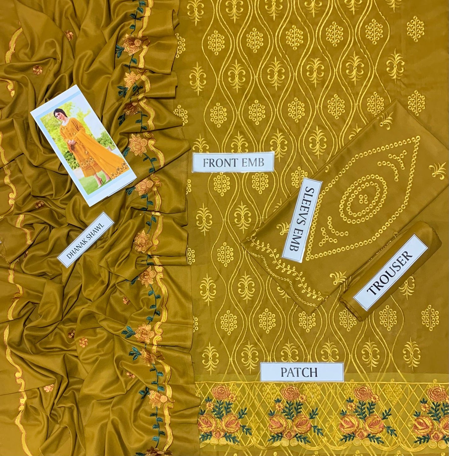 ZARQASH 3 PC EMBROIDERED LUXURY DHANAK