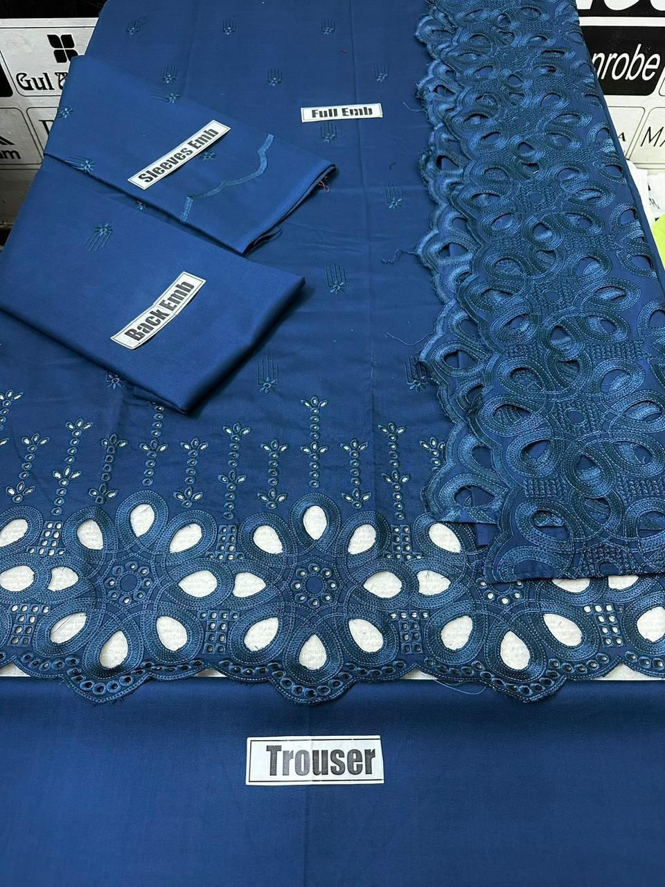 UNSTICHED BAREEZE DHANAK 3 PC EMBROIDERED LUXURY SUIT