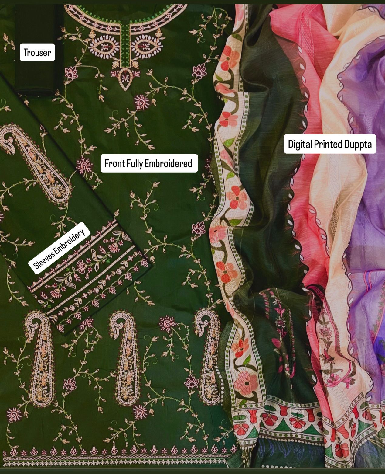 ZARA SHAHJAHAN 3PC LAWN EMBROIDERED SUIT