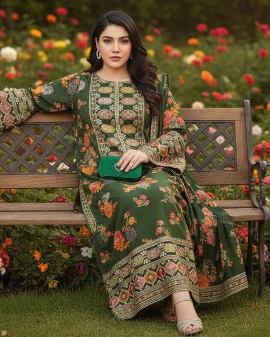 ANEELAS 3PC EMBROIDERED LUXURYLAWN