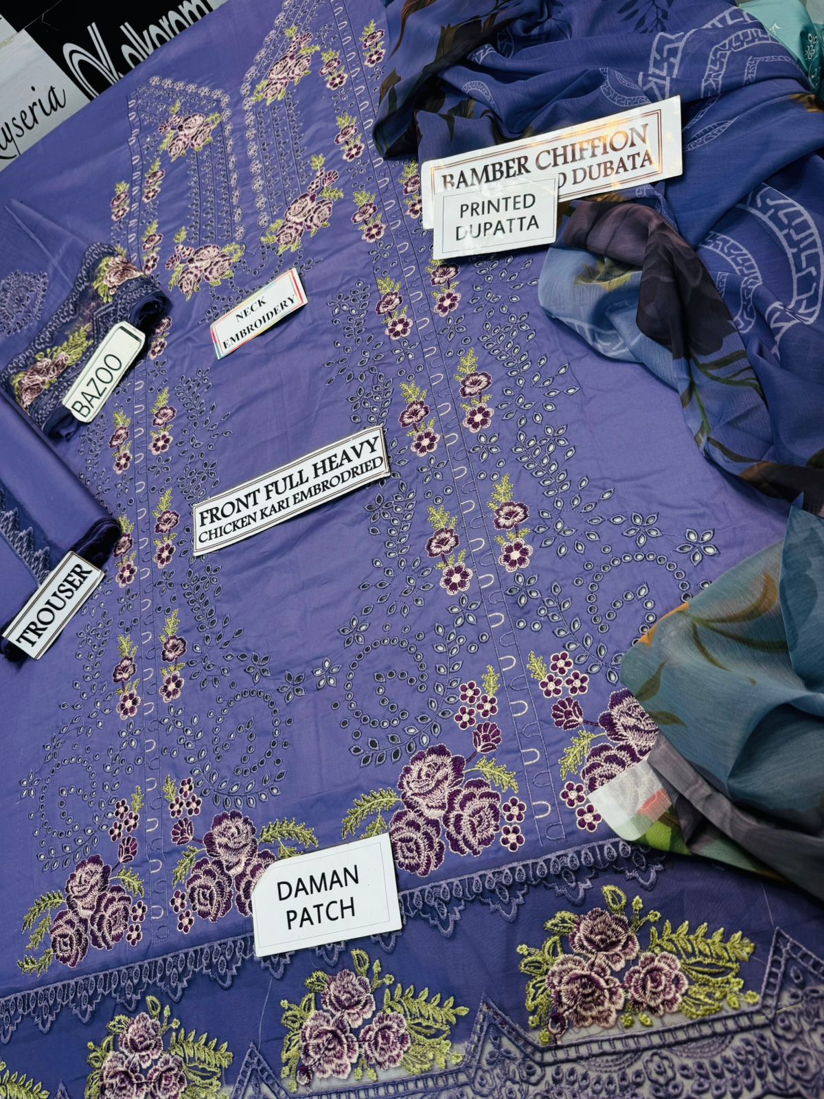 ZARA SHAHJAHAN | D # 246-01 | 3PC LUXURY LAWN | MASTER REPLICA | SLUB MONAR JUGGARD PRINTED DUPATTA