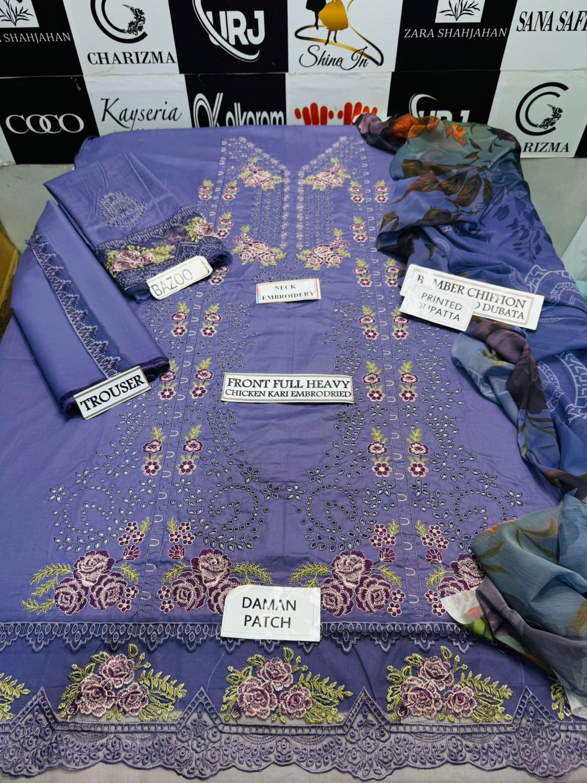 ZARA SHAHJAHAN | D # 246-01 | 3PC LUXURY LAWN | MASTER REPLICA | SLUB MONAR JUGGARD PRINTED DUPATTA