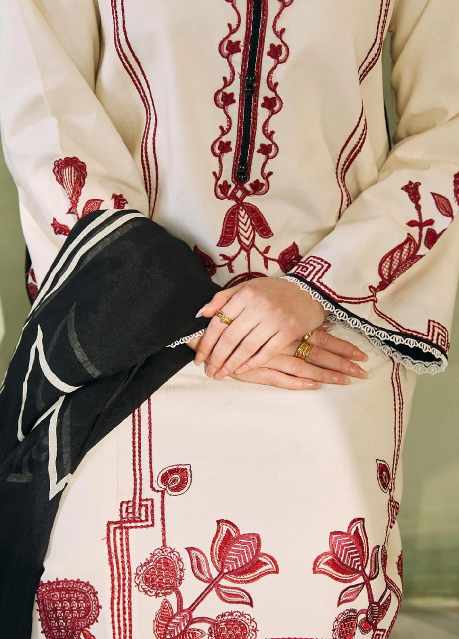 ZARA SHAH JAHAN | PREMIUM AIR-JET DHANAK | THREE PIECE EMB SUIT