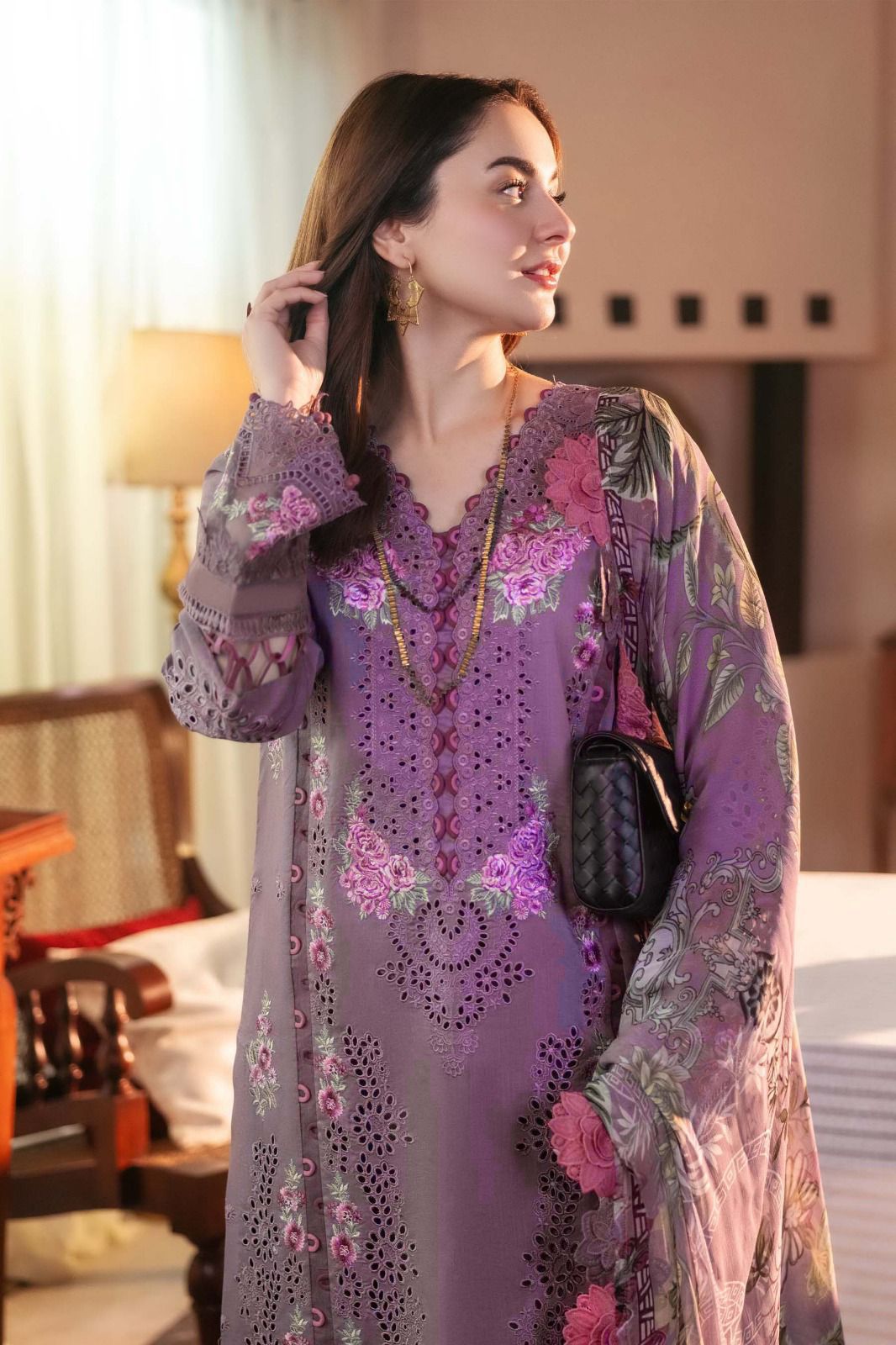 JADE-3PC EMB DHANAK CHICKENKARI SUIT | 3PC EMB DHANAK SUIT