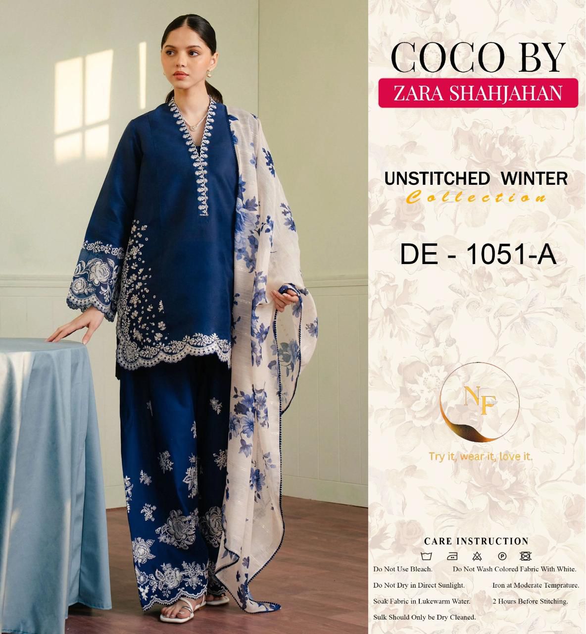 ZARA SHAHJAHAN DHANAK 3PC | WINTER COLLECTION DHANAK 3 PC EMB SUIT | COCO BY ZARA SHAHJAHAN