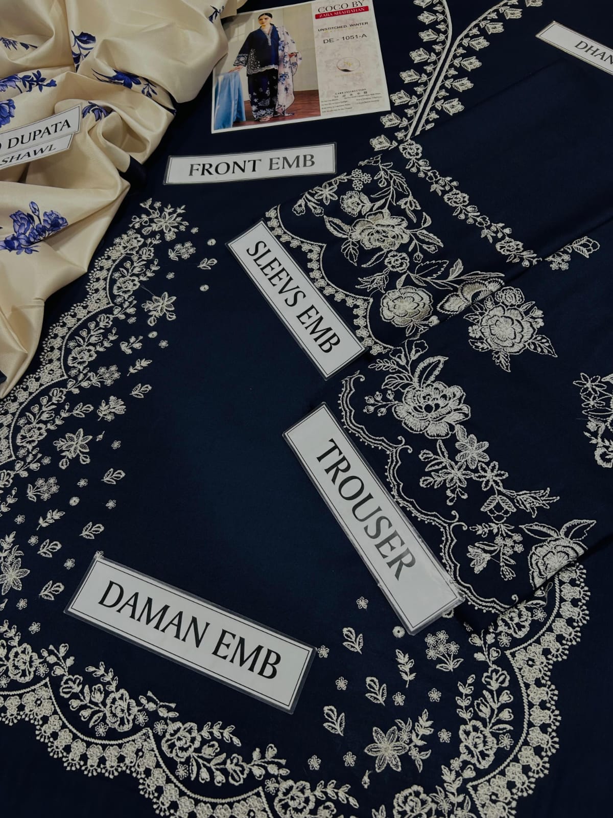 ZARA SHAHJAHAN DHANAK 3PC | WINTER COLLECTION DHANAK 3 PC EMB SUIT | COCO BY ZARA SHAHJAHAN