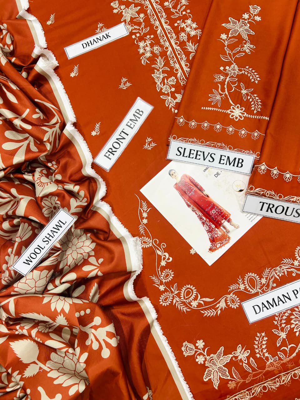 SAPPHIRE 3 PC EMB SUIT |  PREMIUM AIR-JET DHANAK EMB 3PC | NEW ARRIVAL WINTER COLLECTION