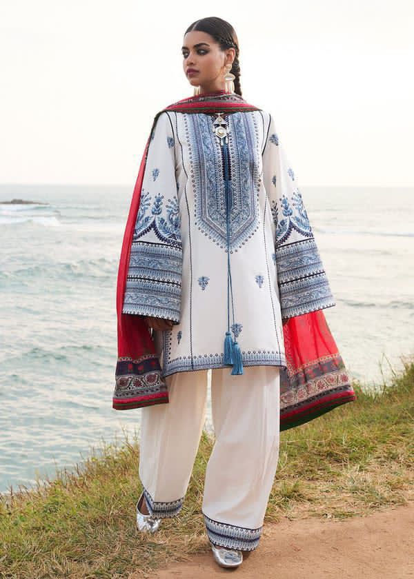 HUSSAIN REHAR 3PC DHANAK EMBROIDERED SUIT | 3PC LUXURY DHANAK EMBROIDERED