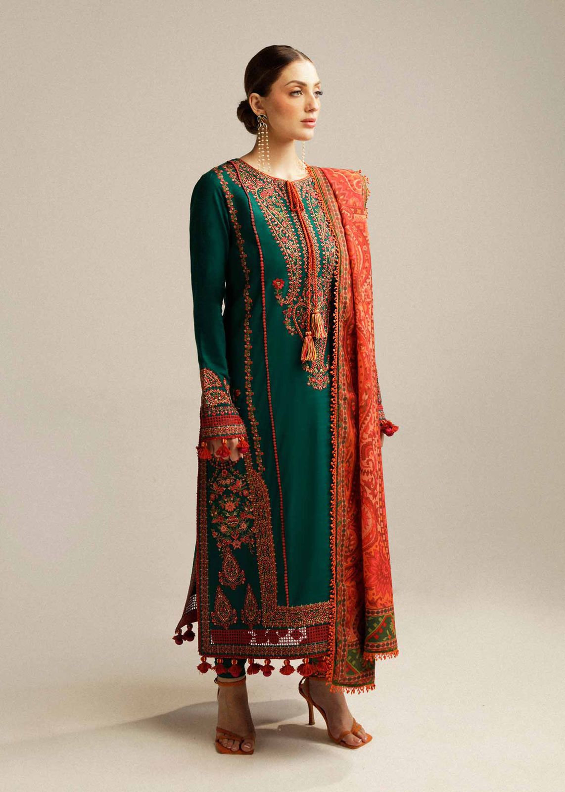 HUSSAIN REHAR- 3PC DHANAK EMBROIDERED | 3PC LUXURY DHANAK EMBROIDERED