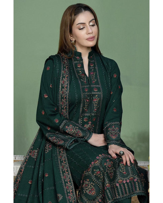 NOOR-E-FAJAR DHANAK 3 PC LUXURY EMBROIDERED SUIT