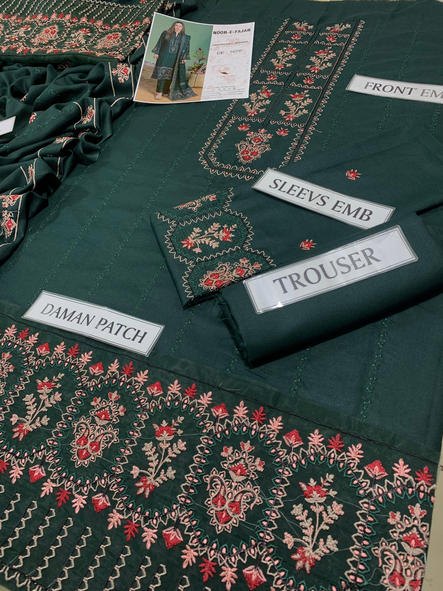 NOOR-E-FAJAR DHANAK 3 PC LUXURY EMBROIDERED SUIT