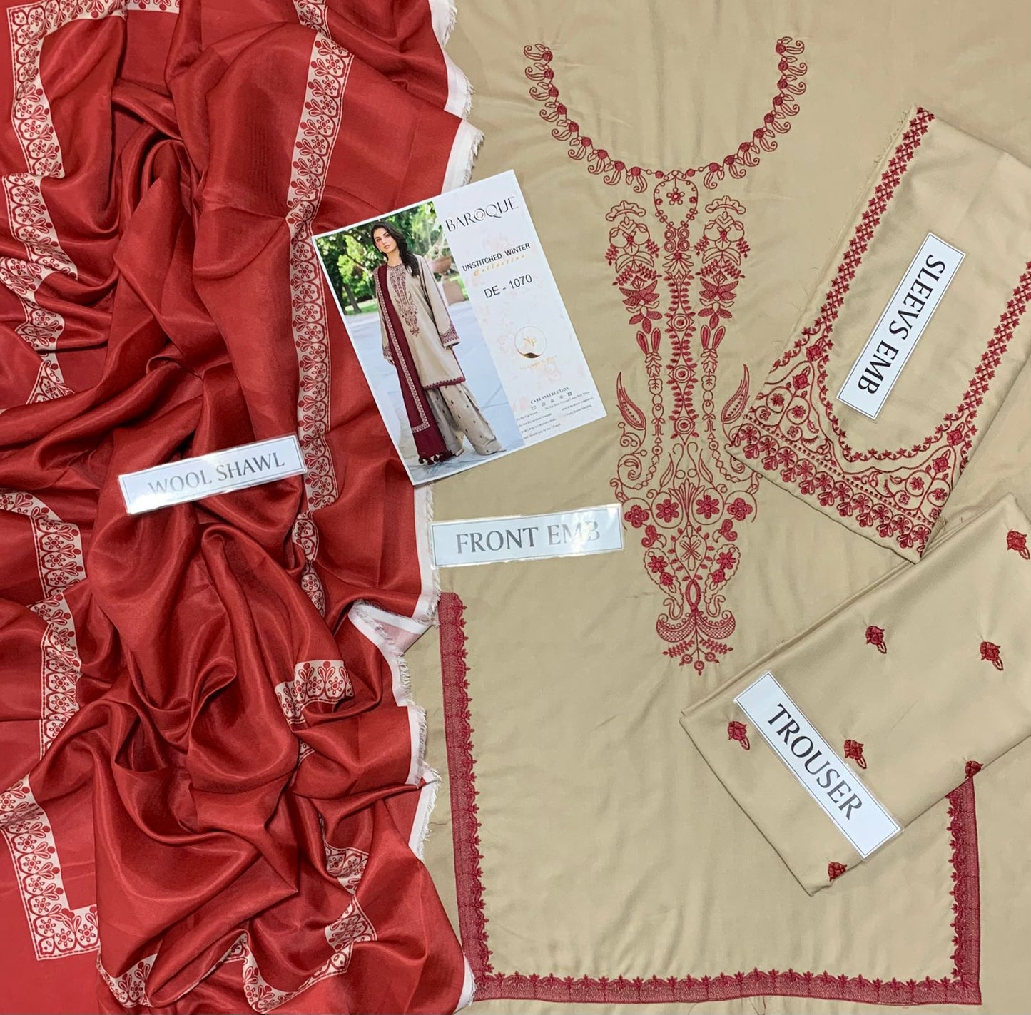 BAROQUE 3 PC EMBROIDRED LUXURY DHANK