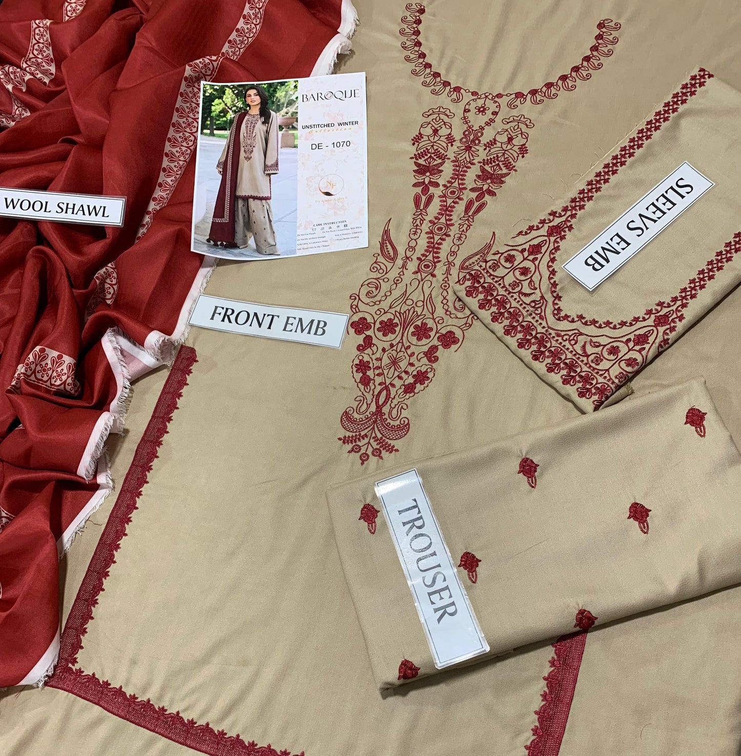 BAROQUE 3 PC EMBROIDRED LUXURY DHANK