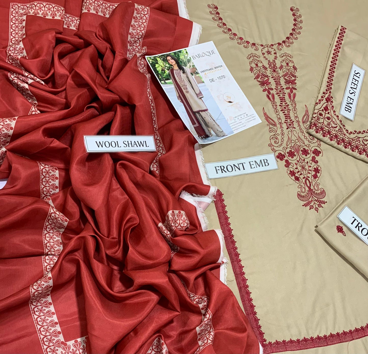 BAROQUE 3 PC EMBROIDRED LUXURY DHANK