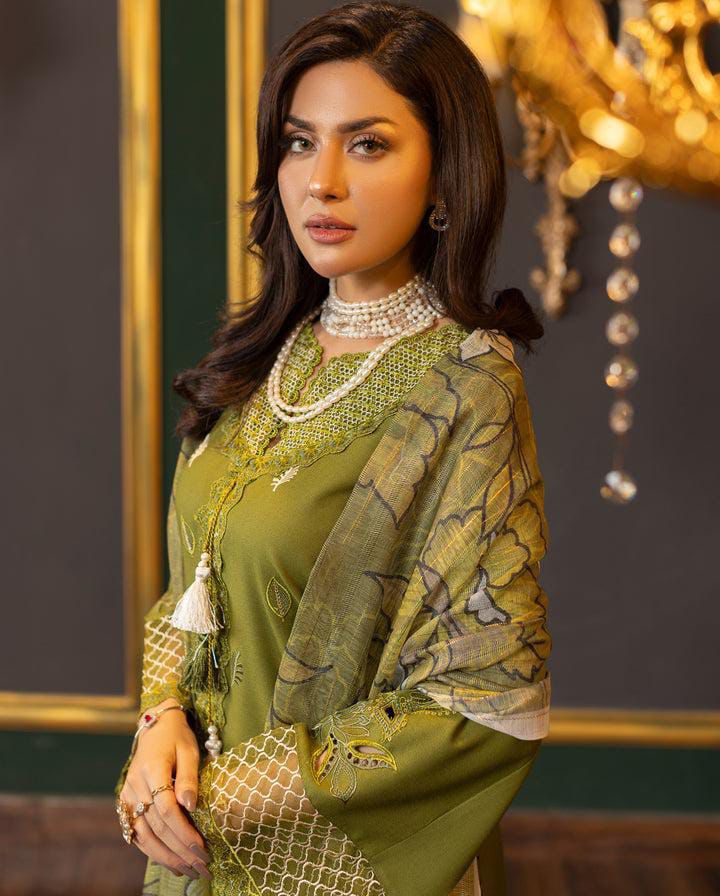 SHE EDGE 3PC EMBROIDERED SUIT | 3PC LUXURY DHANAK EMBROIDERY SUIT