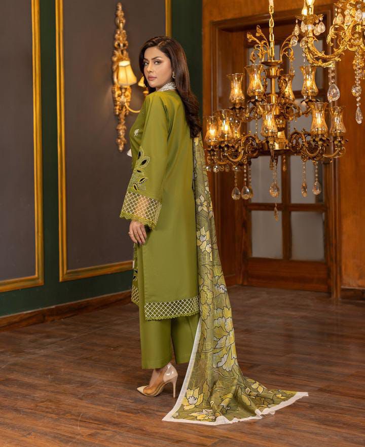 SHE EDGE 3PC EMBROIDERED SUIT | 3PC LUXURY DHANAK EMBROIDERY SUIT