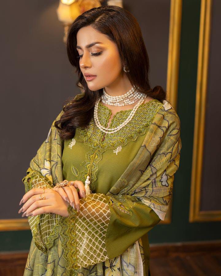 SHE EDGE 3PC EMBROIDERED SUIT | 3PC LUXURY DHANAK EMBROIDERY SUIT