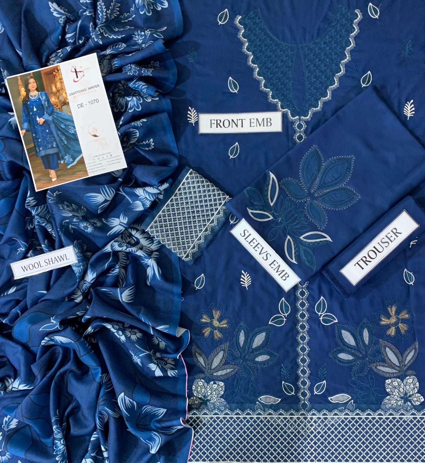 SHE EDGE 3 PC EMBROIDERED DHANAK SUIT