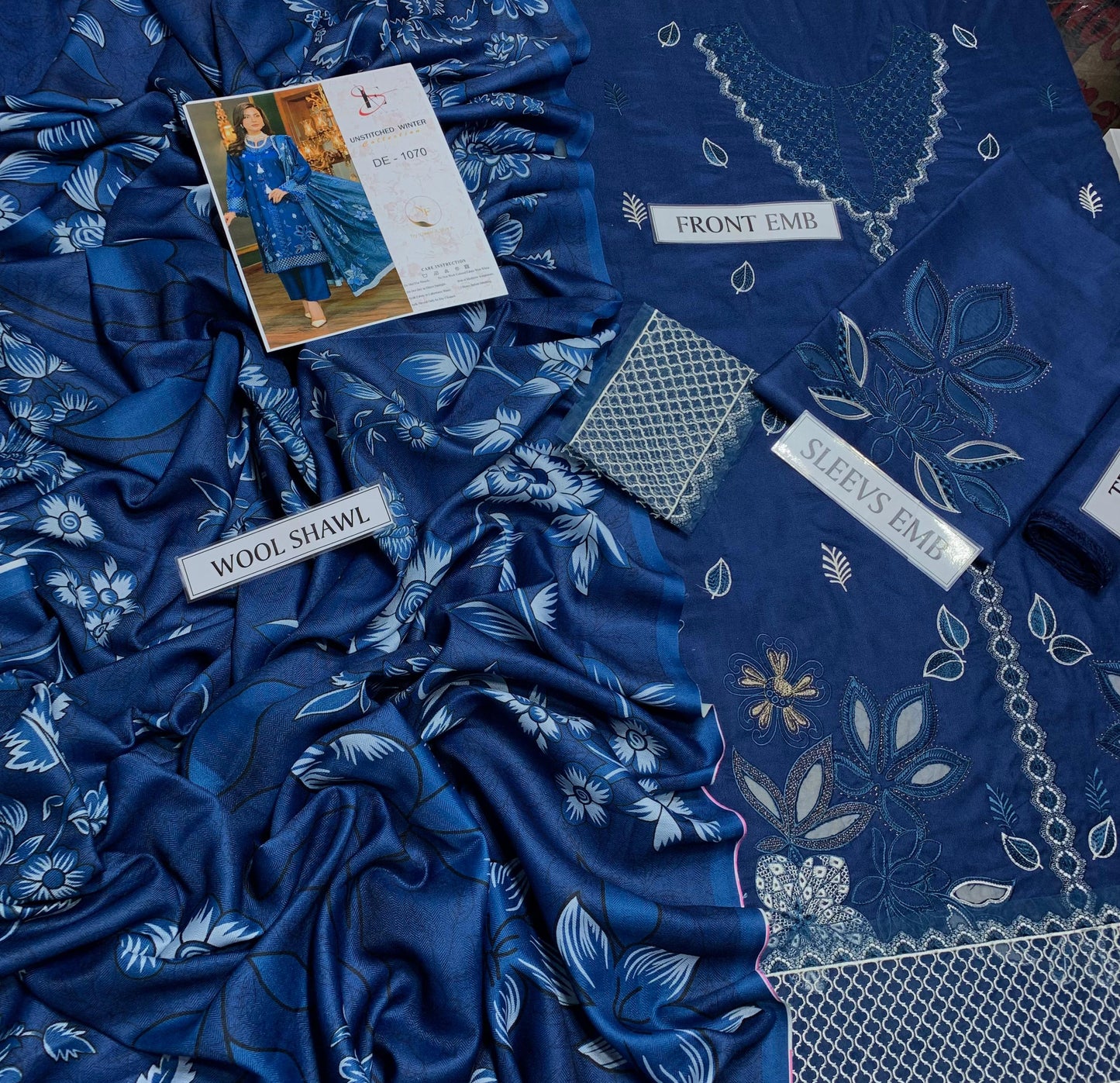 SHE EDGE 3 PC EMBROIDERED DHANAK SUIT