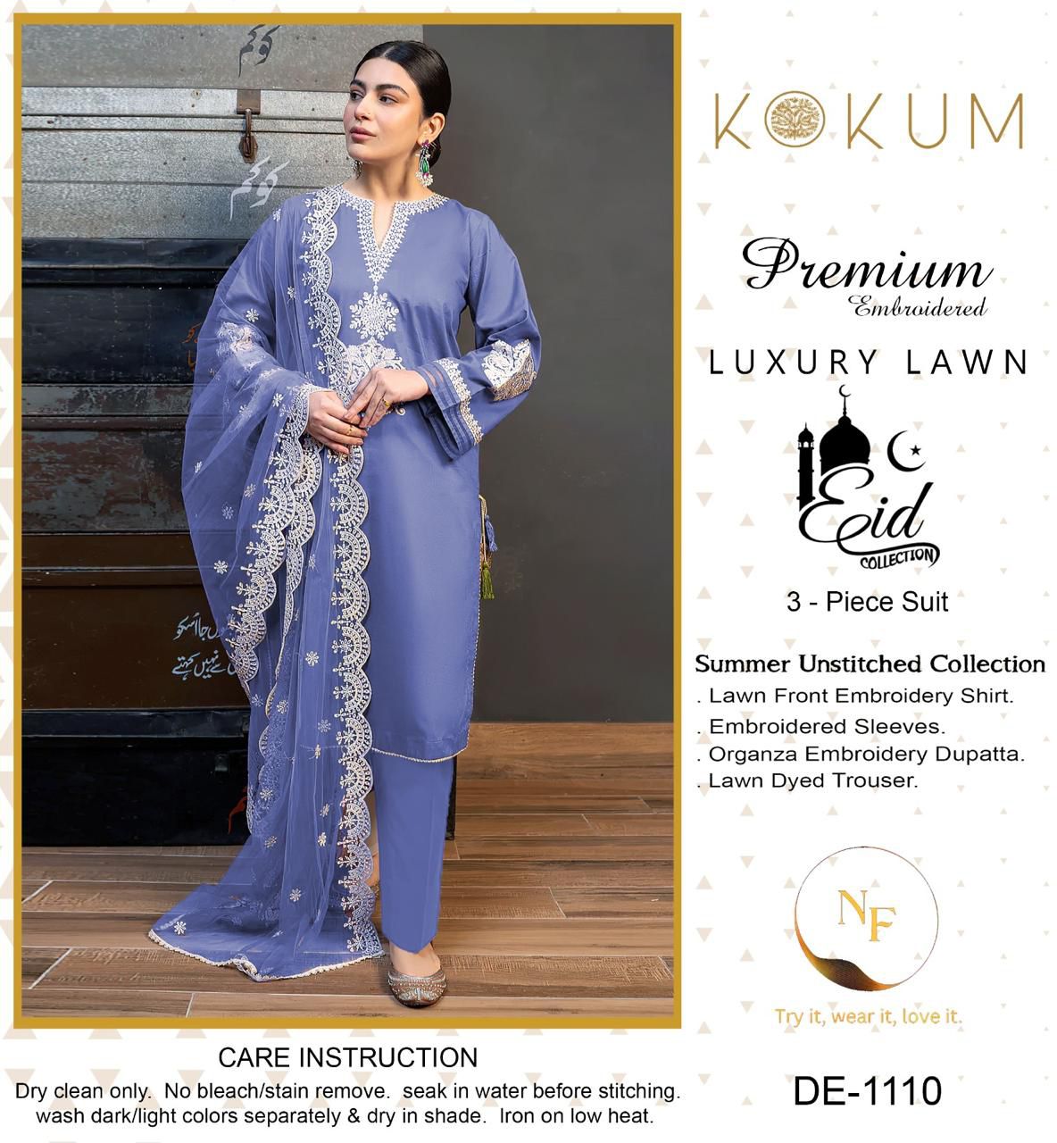 KOKUM LAWN EMBROIDERED 3PC | LUXURY 3 PC LAWN EMBROIDERED SUIT