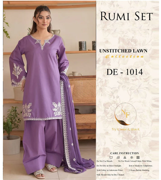 RUMI SET 3PC EMBROIDERED LUXURY LAWN