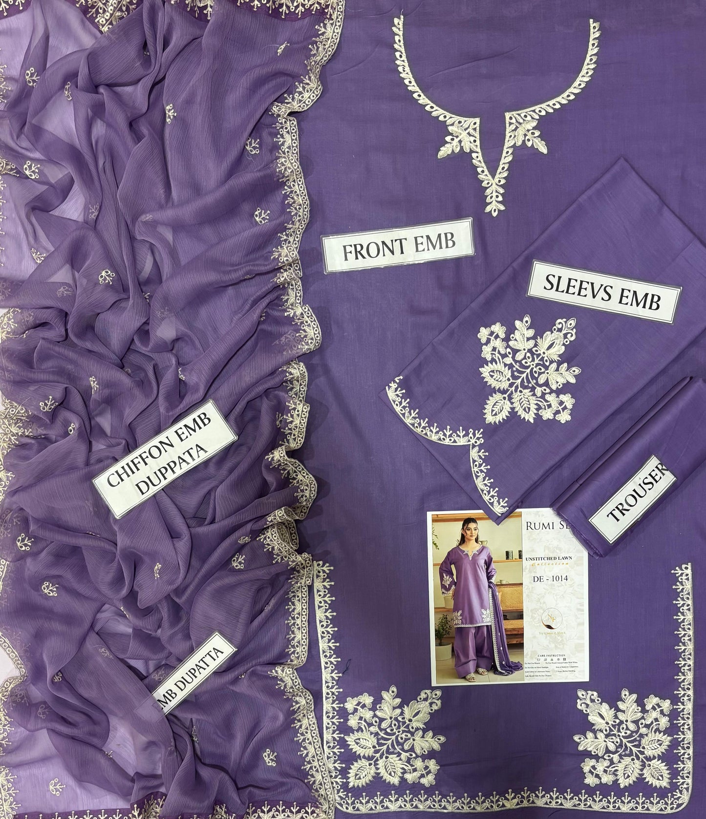 RUMI SET 3PC EMBROIDERED LUXURY LAWN