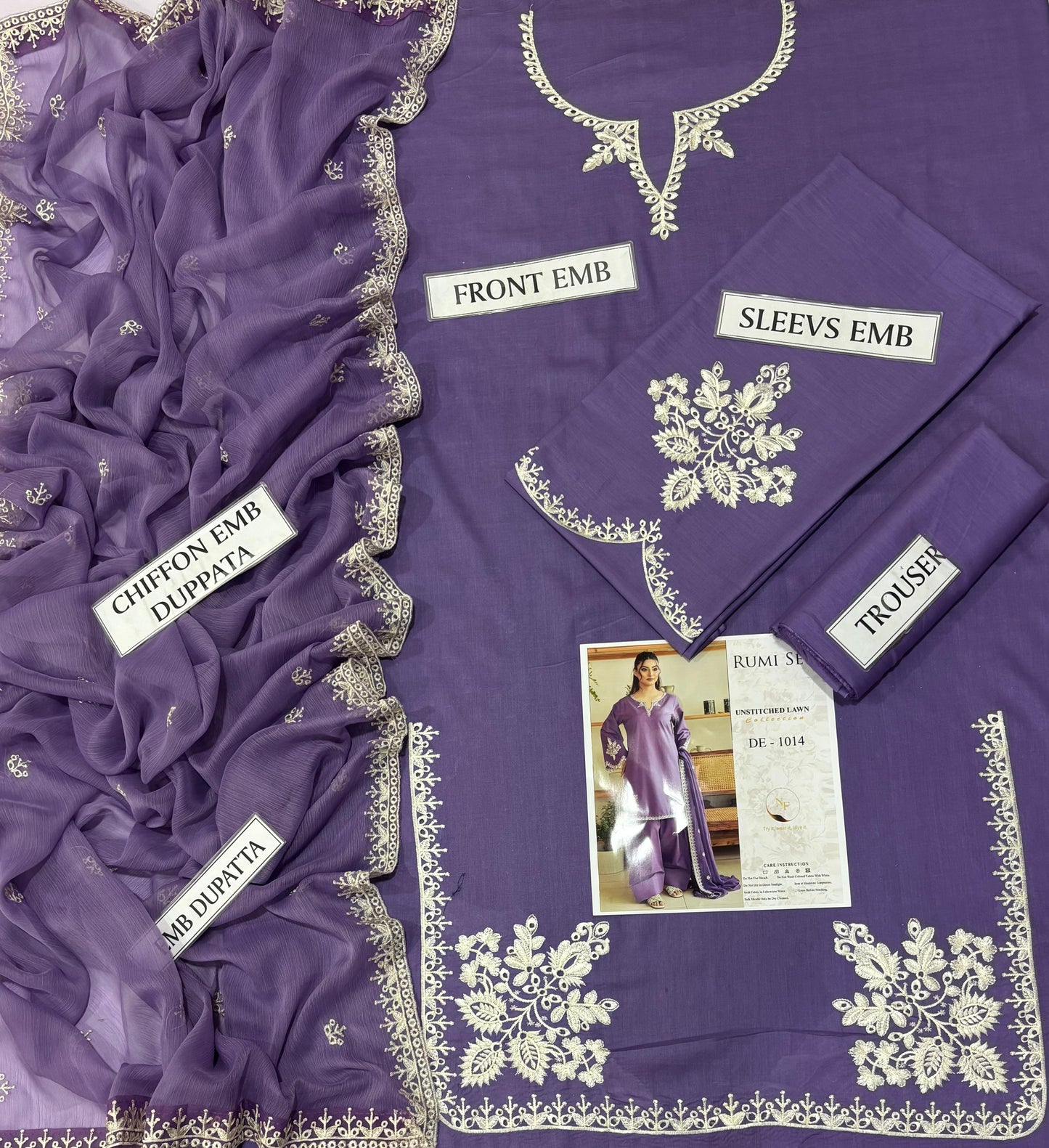 RUMI SET 3PC EMBROIDERED LUXURY LAWN