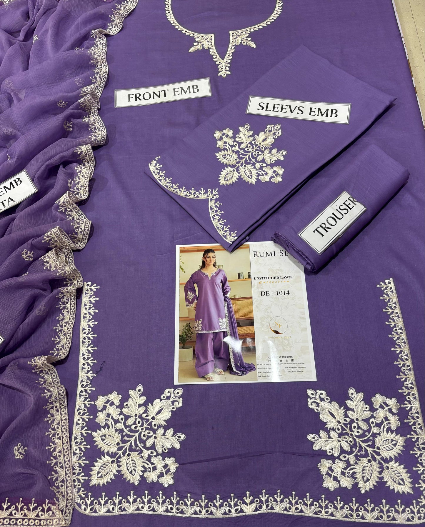 RUMI SET 3PC EMBROIDERED LUXURY LAWN