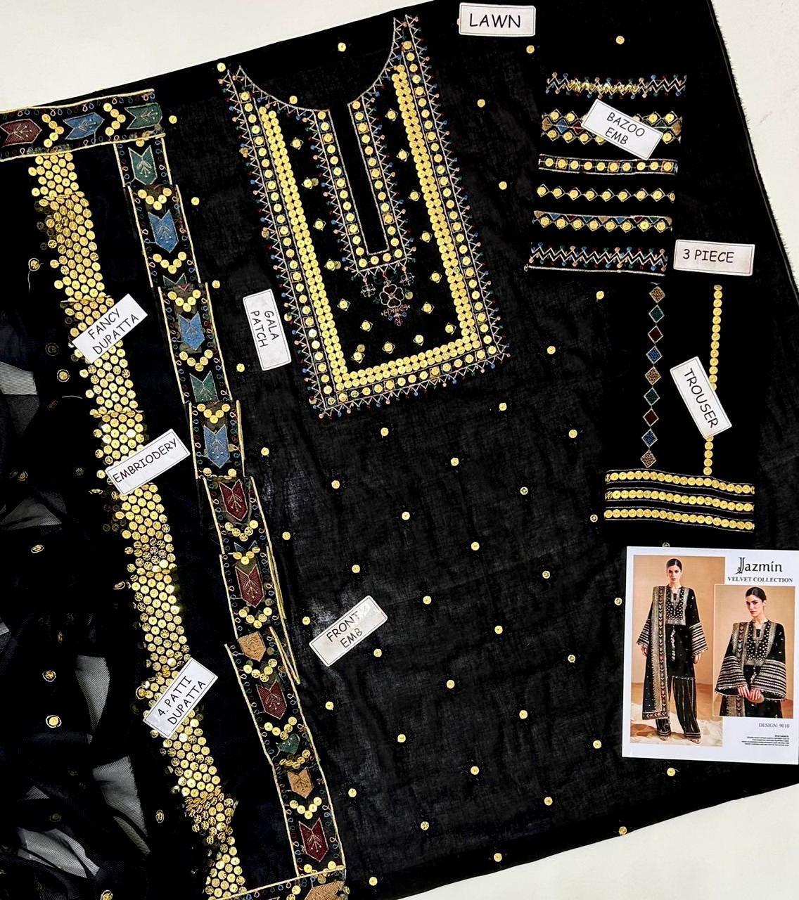 JAZMIN 3PC EMBROIDERED LUXURY LAWN