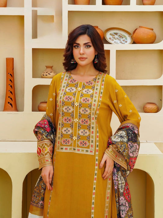 ANEELA'S 3PC LUXURY LAWN  EMBROIDERED SUIT