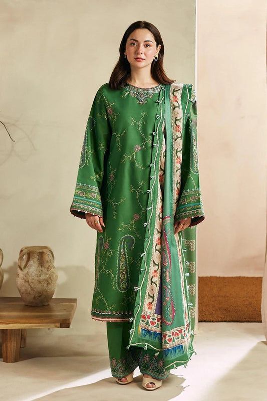 ZARA SHAHJAHAN 3PC LAWN EMBROIDERED SUIT