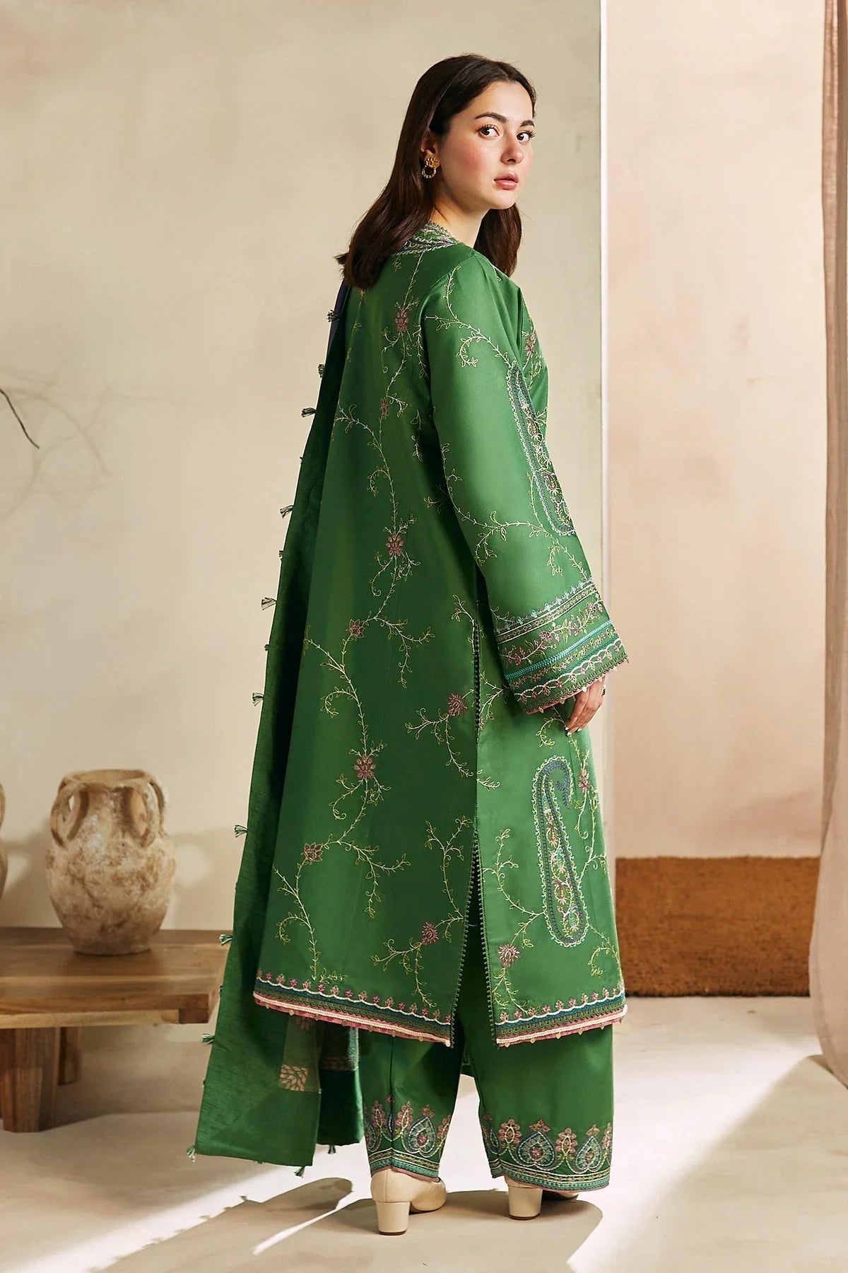 ZARA SHAHJAHAN 3PC LAWN EMBROIDERED SUIT